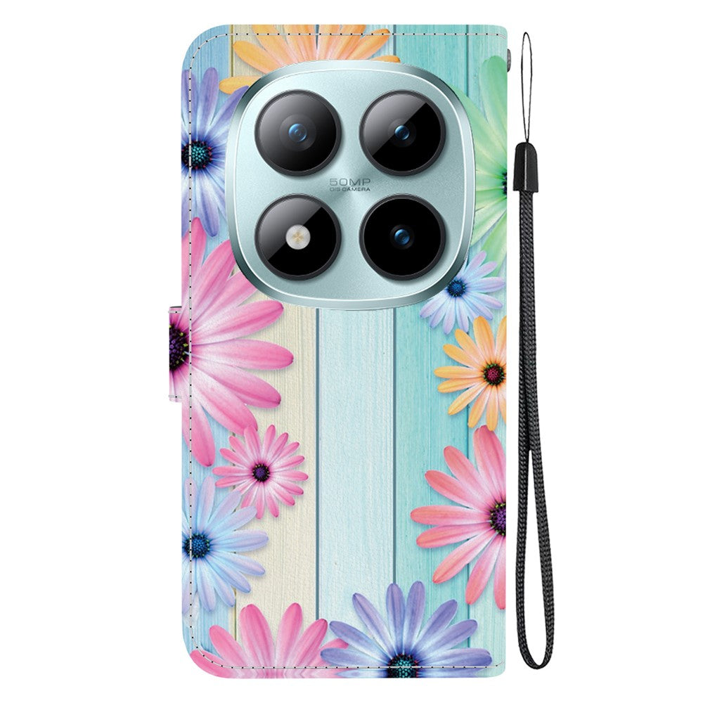 For Xiaomi Poco M8 Pro 5G / Redmi Note 15 Pro+ 5G (Global) Case Pattern Printing Leather Flip Wallet Phone Cover with Lanyard - Sunflower