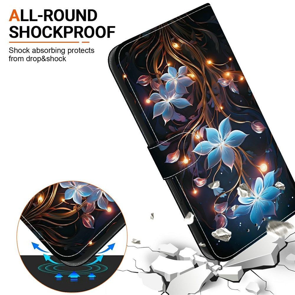For Xiaomi Poco M8 Pro 5G / Redmi Note 15 Pro+ 5G (Global) Case Pattern Printing Leather Flip Wallet Phone Cover with Lanyard - Small Lantern Flower