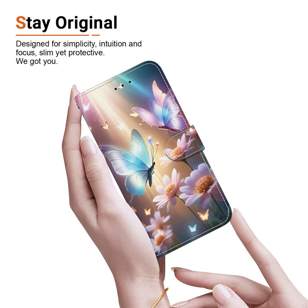 For Xiaomi Poco M8 Pro 5G / Redmi Note 15 Pro+ 5G (Global) Case Pattern Printing Leather Flip Wallet Phone Cover with Lanyard - Butterfly Floral