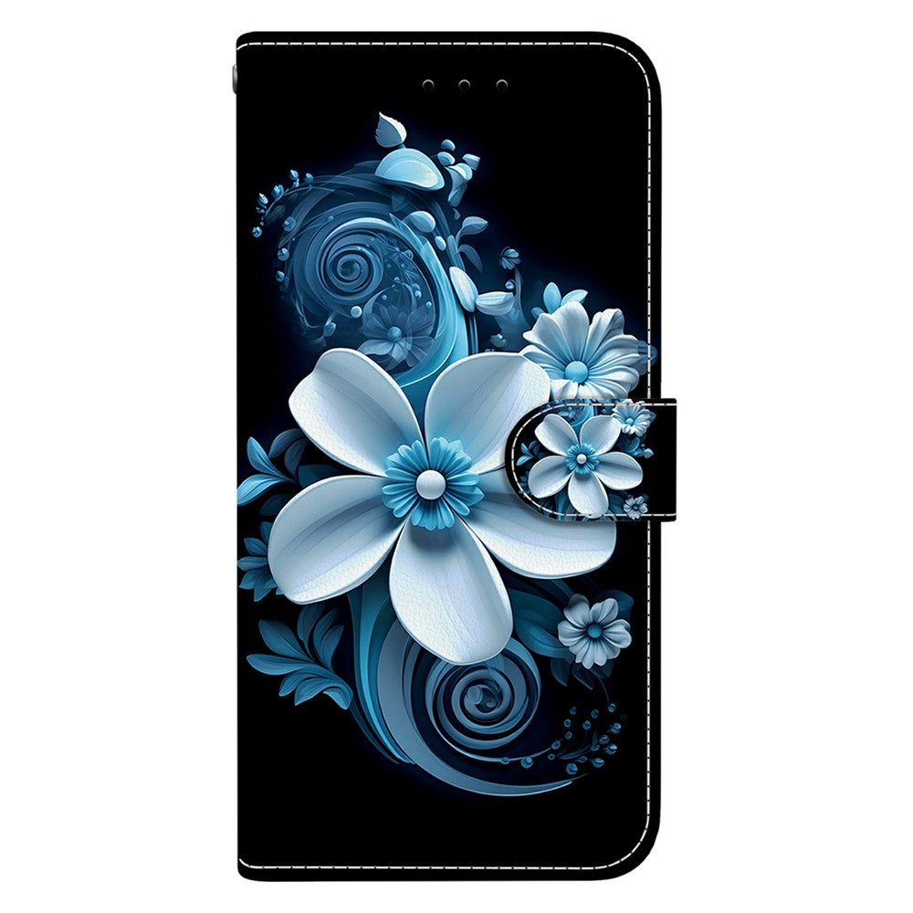 For Xiaomi Poco M8 Pro 5G / Redmi Note 15 Pro+ 5G (Global) Case Pattern Printing Leather Flip Wallet Phone Cover with Lanyard - Black Orchid