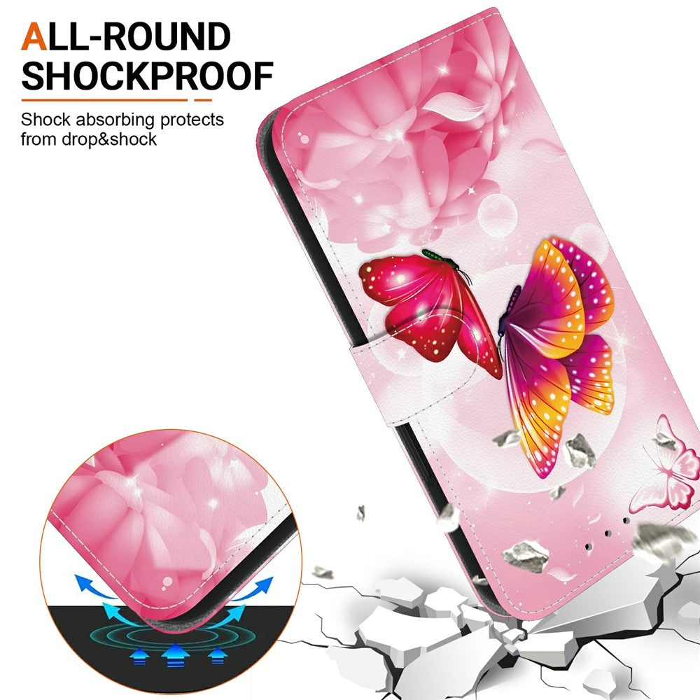 For Xiaomi Poco M8 Pro 5G / Redmi Note 15 Pro+ 5G (Global) Case Pattern Printing Leather Flip Wallet Phone Cover with Lanyard - Pink Butterfly