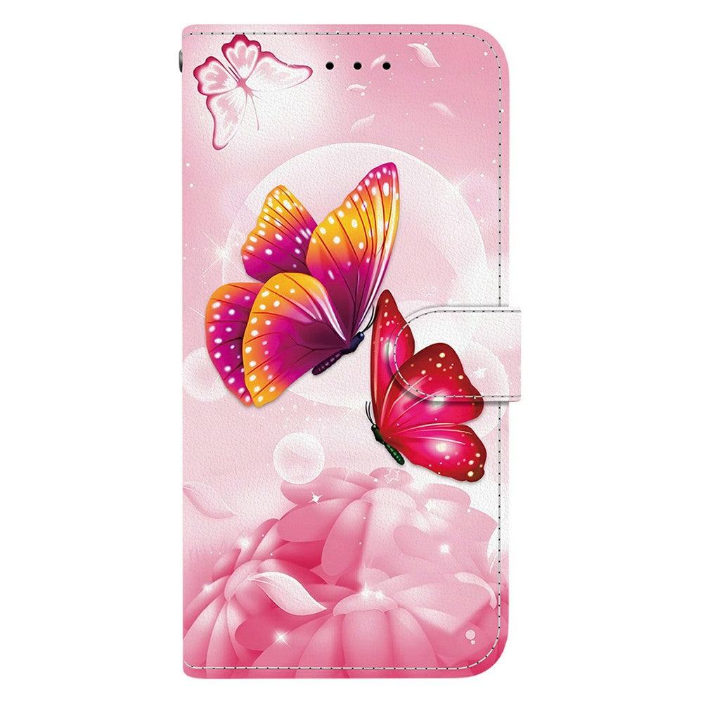 For Xiaomi Poco M8 Pro 5G / Redmi Note 15 Pro+ 5G (Global) Case Pattern Printing Leather Flip Wallet Phone Cover with Lanyard - Pink Butterfly