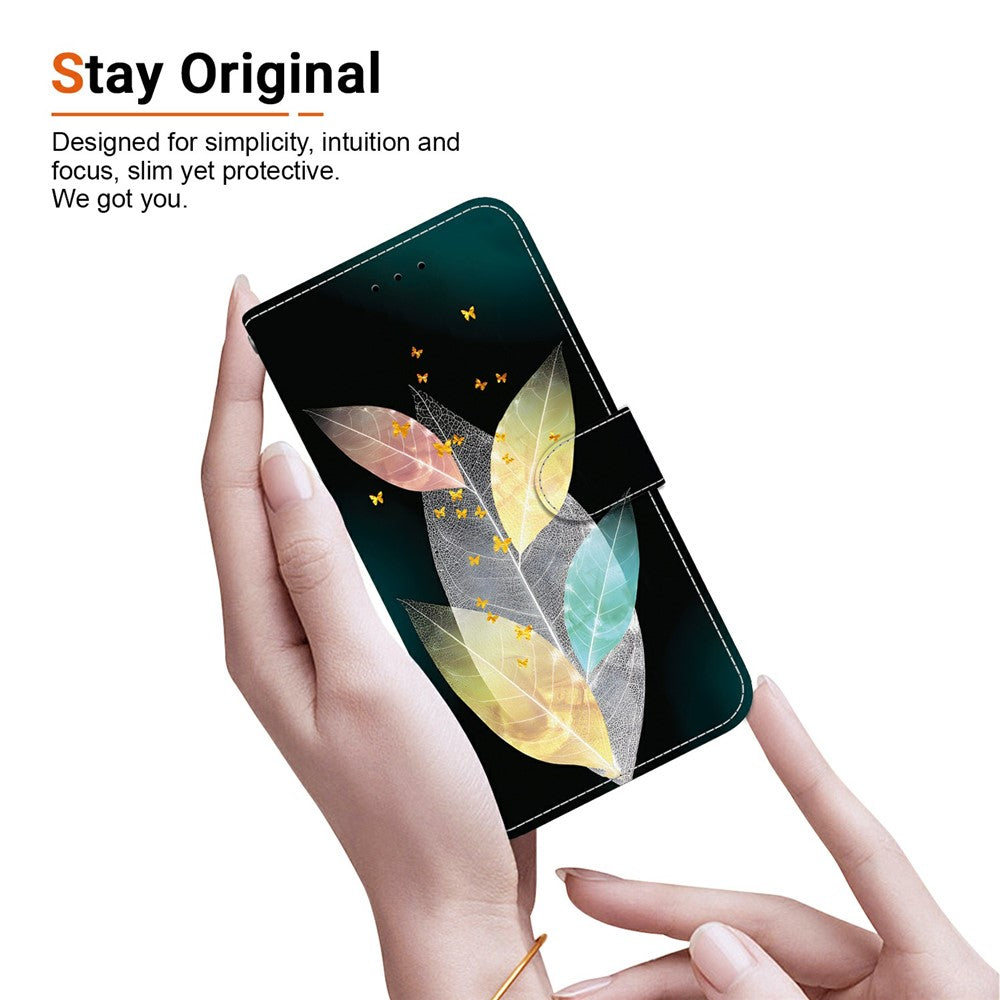 For Xiaomi Poco M8 Pro 5G / Redmi Note 15 Pro+ 5G (Global) Case Pattern Printing Leather Flip Wallet Phone Cover with Lanyard - Colored Leaves
