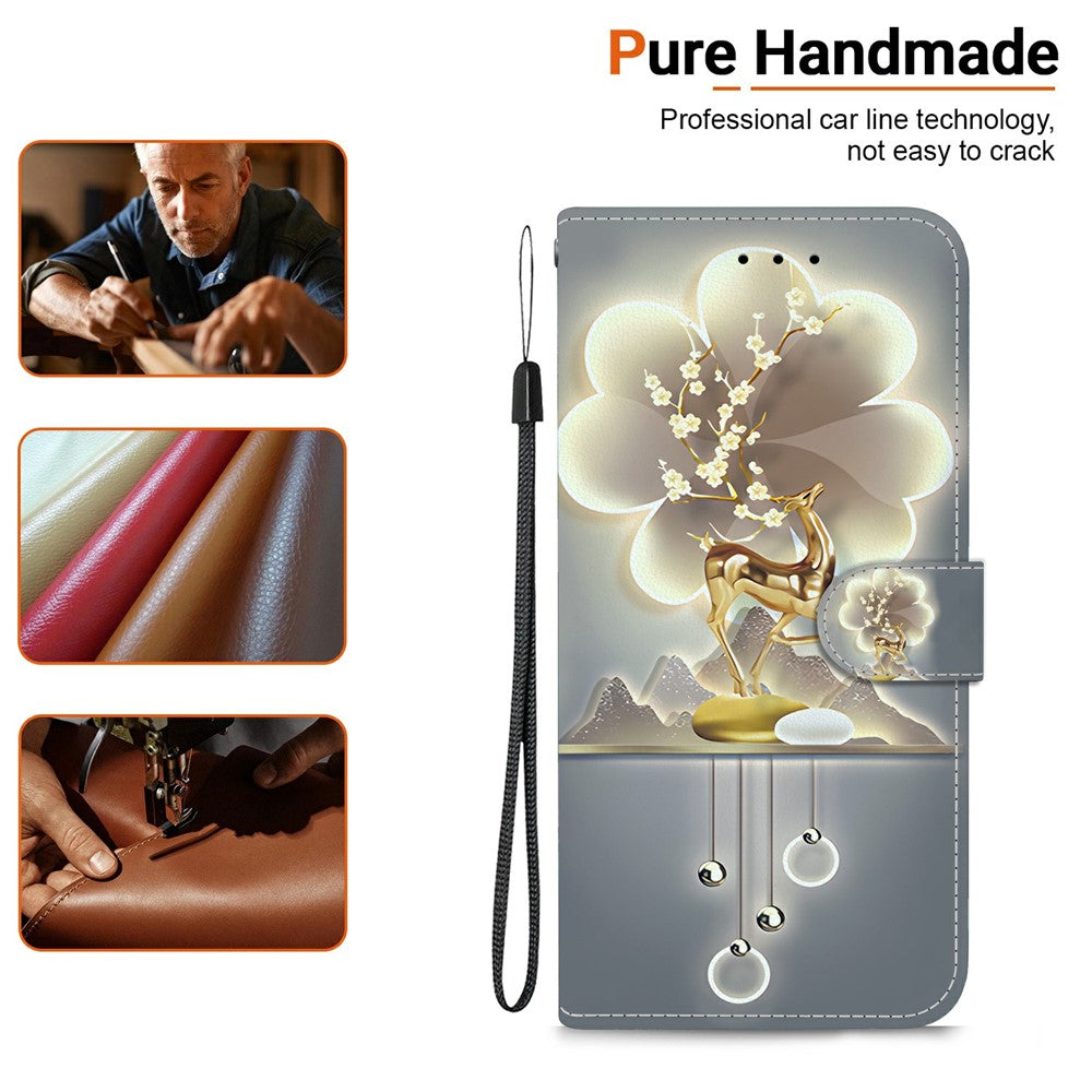 For Xiaomi Poco M8 Pro 5G / Redmi Note 15 Pro+ 5G (Global) Case Pattern Printing Leather Flip Wallet Phone Cover with Lanyard - Sika Deer