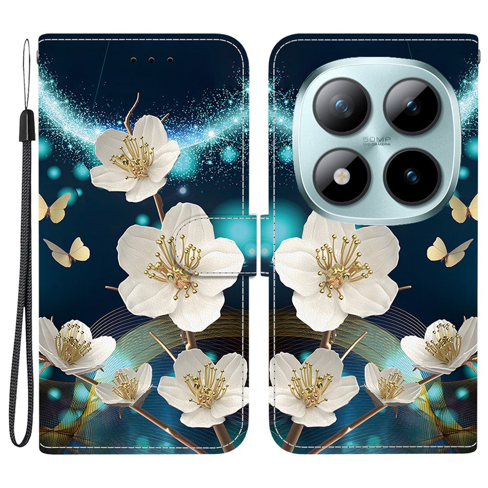 For Xiaomi Poco M8 Pro 5G / Redmi Note 15 Pro+ 5G (Global) Case Pattern Printing Leather Flip Wallet Phone Cover with Lanyard - Magnolia