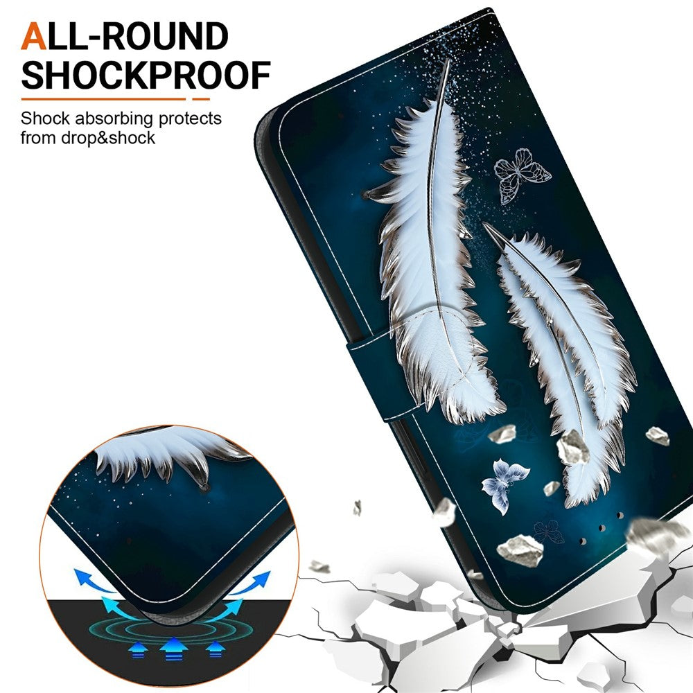 For Xiaomi Poco M8 Pro 5G / Redmi Note 15 Pro+ 5G (Global) Case Pattern Printing Leather Flip Wallet Phone Cover with Lanyard - White Butterfly Feather