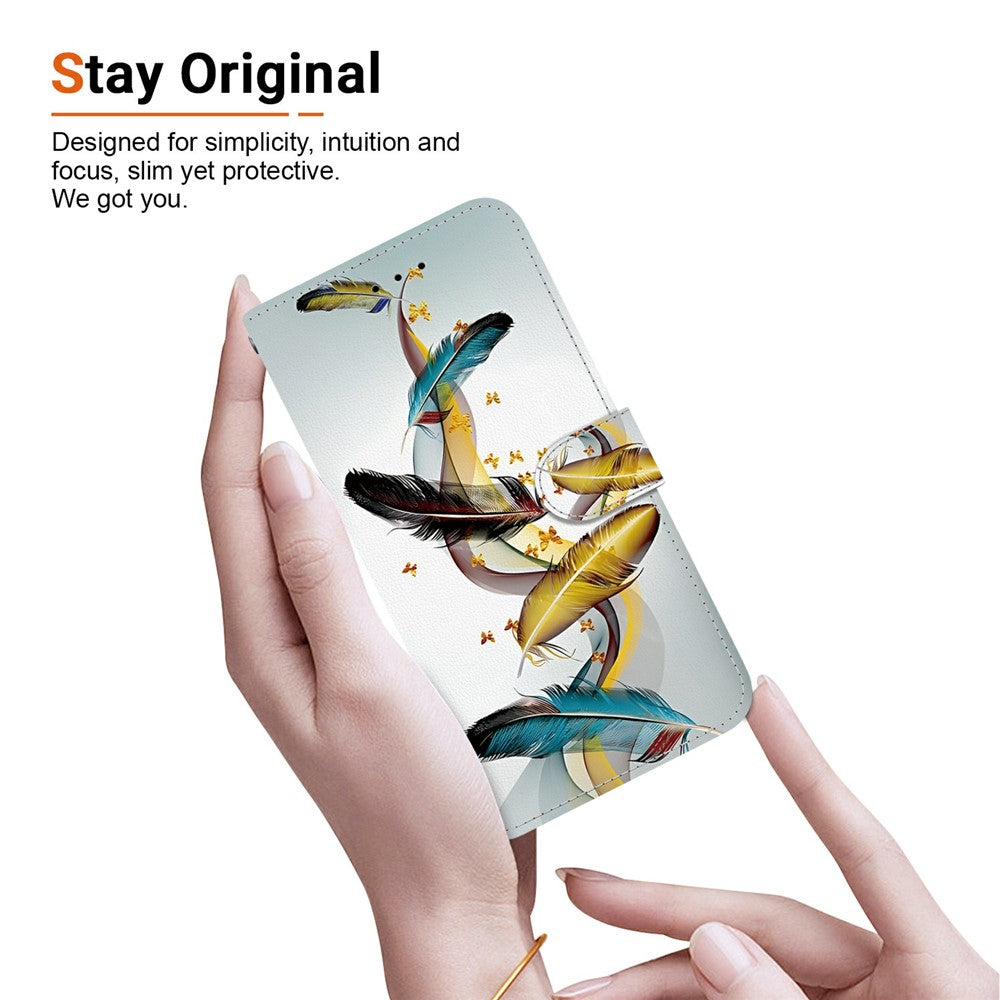 For Xiaomi Poco M8 Pro 5G / Redmi Note 15 Pro+ 5G (Global) Case Pattern Printing Leather Flip Wallet Phone Cover with Lanyard - Golden Butterfly Feather