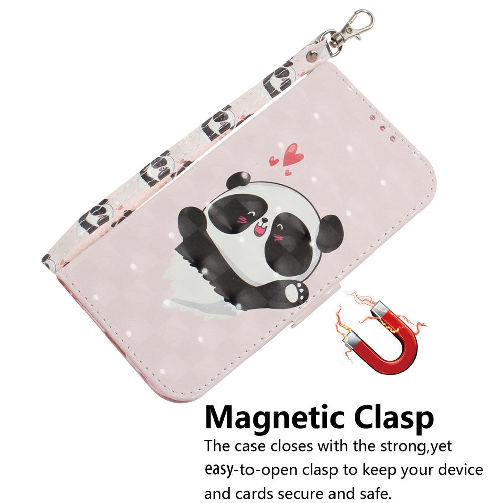 For Xiaomi Poco M8 Pro 5G / Redmi Note 15 Pro+ 5G (Global) Case Pattern Printing Leather Wallet Phone Cover with Wrist Strap - Love Heart Panda
