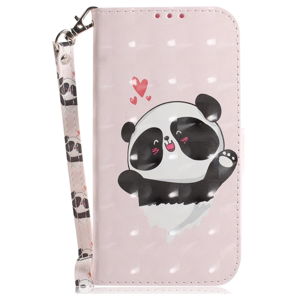 For Xiaomi Poco M8 Pro 5G / Redmi Note 15 Pro+ 5G (Global) Case Pattern Printing Leather Wallet Phone Cover with Wrist Strap - Love Heart Panda