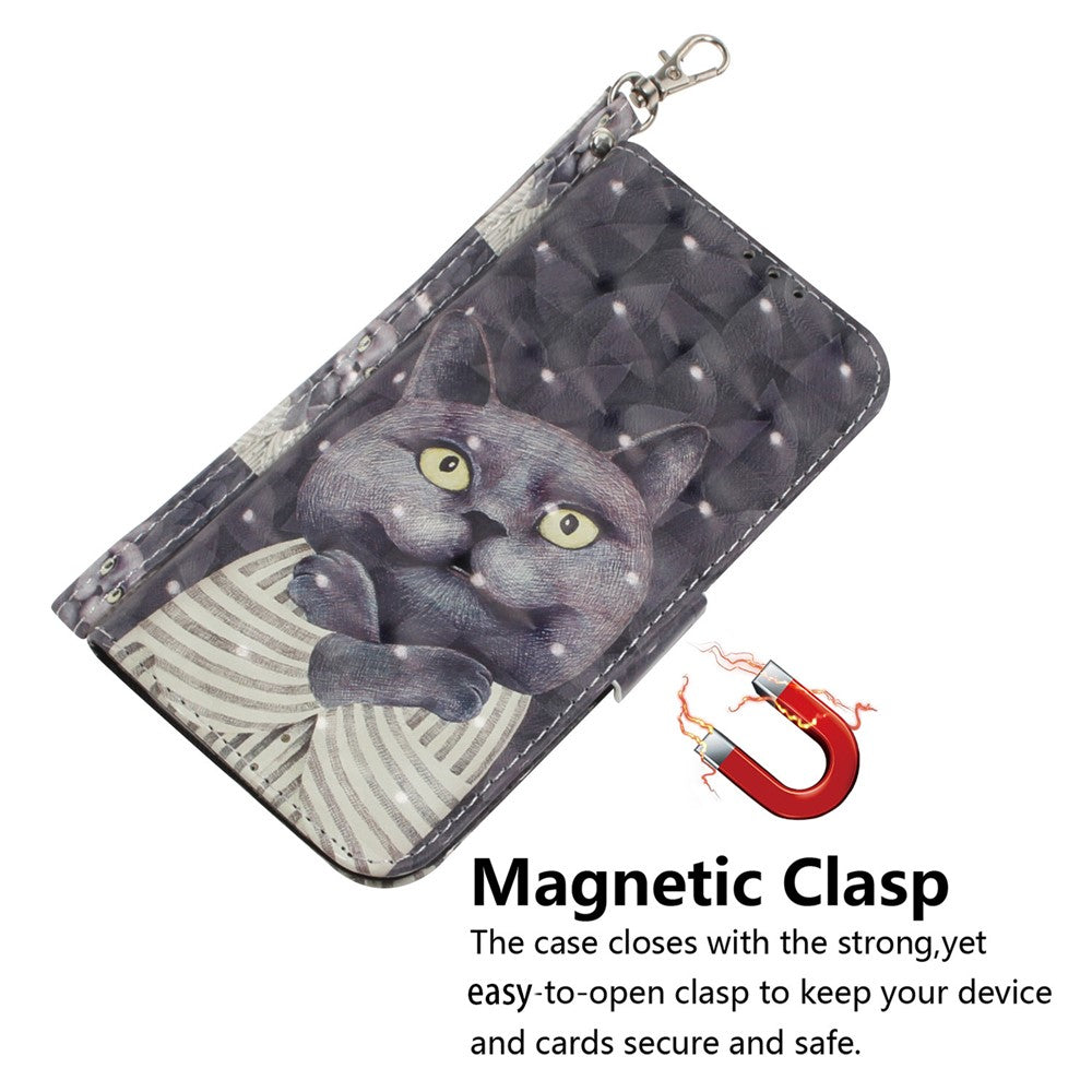 For Xiaomi Poco M8 Pro 5G / Redmi Note 15 Pro+ 5G (Global) Case Pattern Printing Leather Wallet Phone Cover with Wrist Strap - Embracing Cat