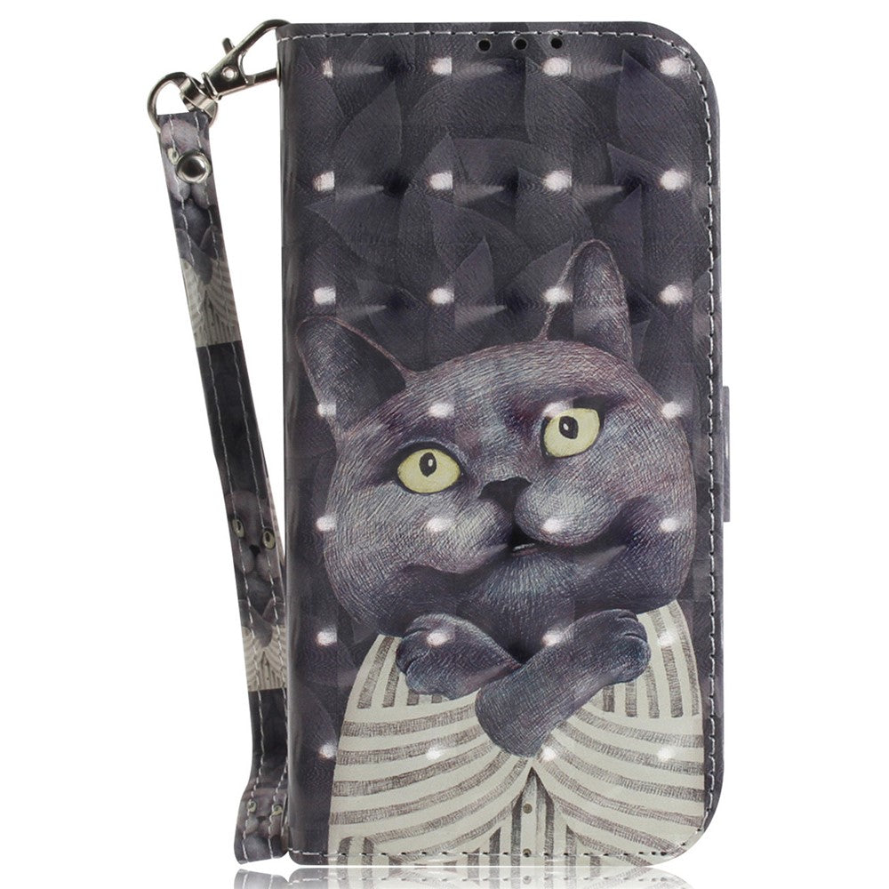 For Xiaomi Poco M8 Pro 5G / Redmi Note 15 Pro+ 5G (Global) Case Pattern Printing Leather Wallet Phone Cover with Wrist Strap - Embracing Cat