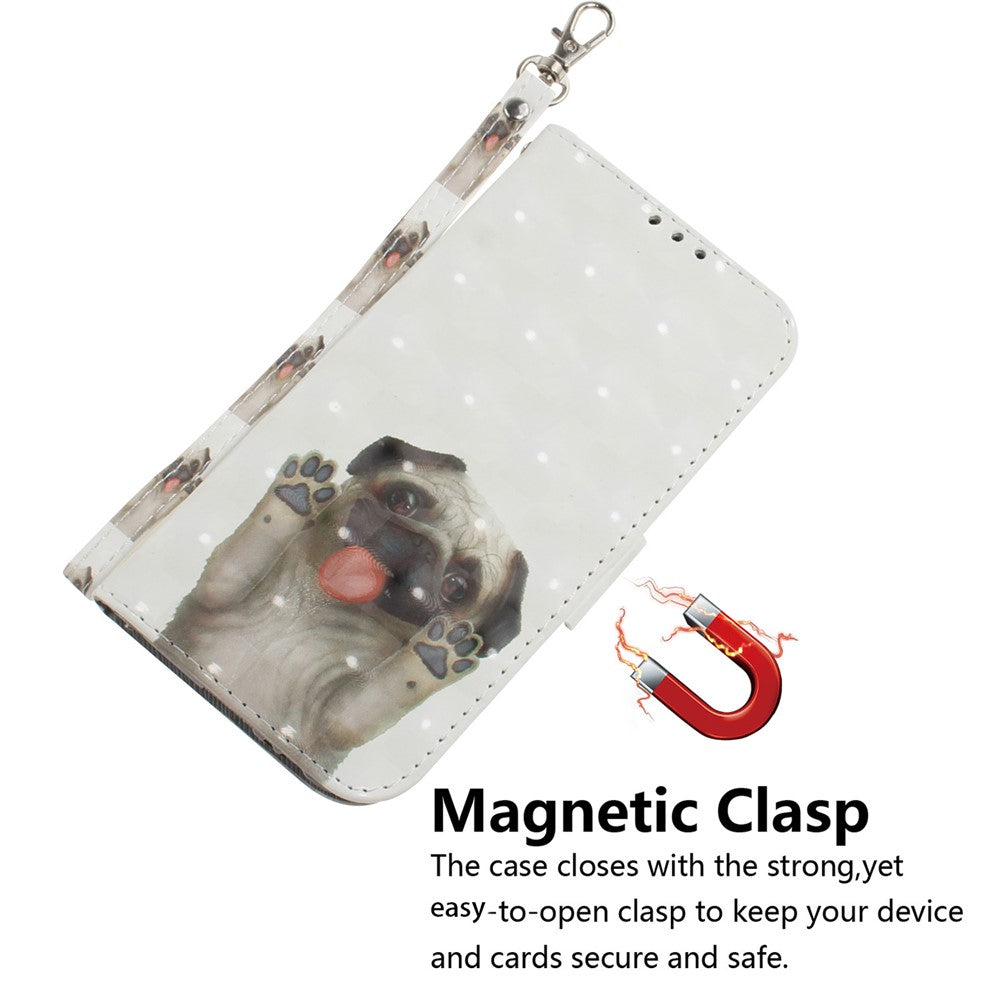 For Xiaomi Poco M8 Pro 5G / Redmi Note 15 Pro+ 5G (Global) Case Pattern Printing Leather Wallet Phone Cover with Wrist Strap - Pug