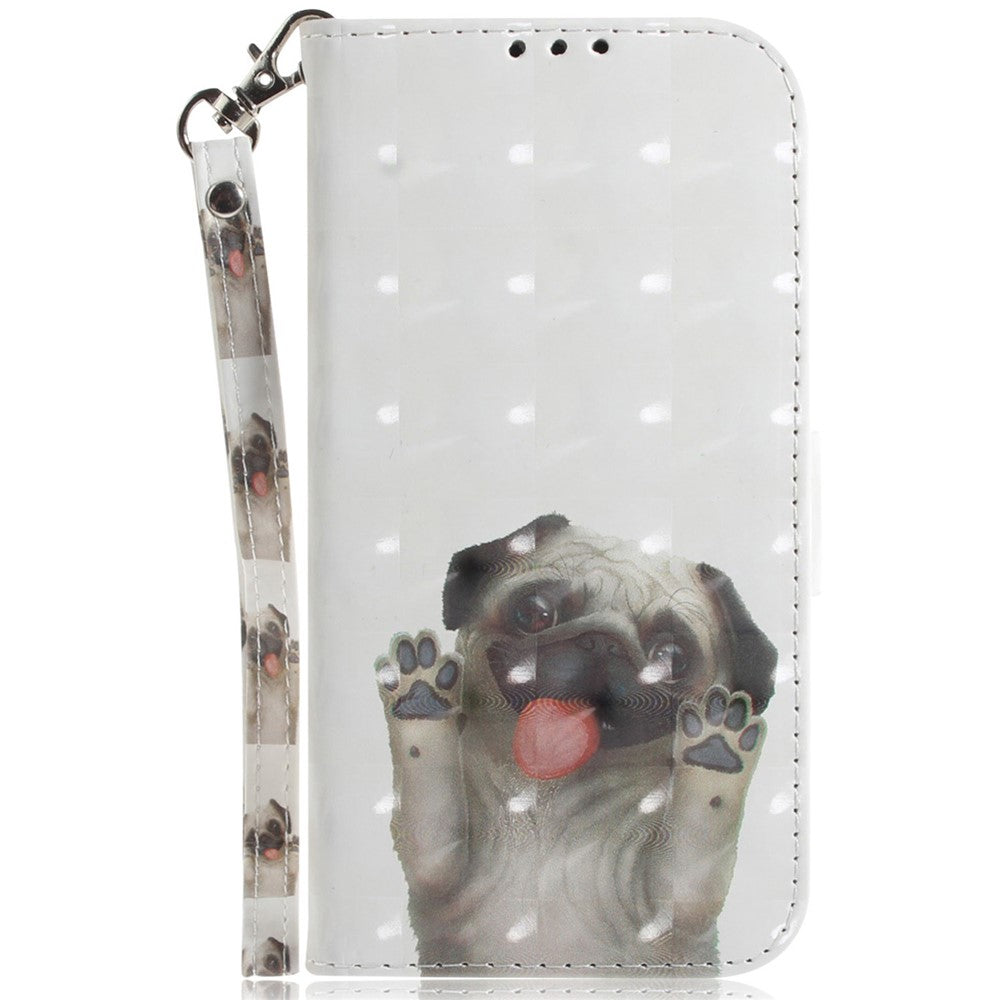 For Xiaomi Poco M8 Pro 5G / Redmi Note 15 Pro+ 5G (Global) Case Pattern Printing Leather Wallet Phone Cover with Wrist Strap - Pug