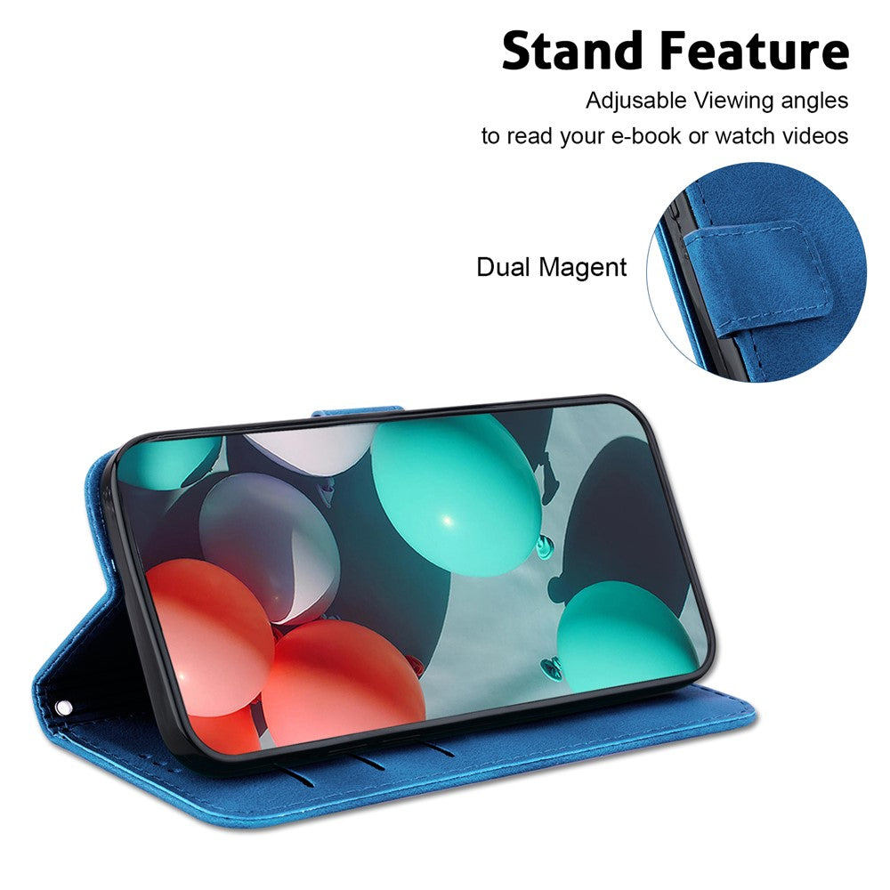 For Xiaomi Poco M8 Pro 5G / Redmi Note 15 Pro+ 5G (Global) Stand Case 7-Shaped Pattern Imprint Leather Phone Cover with Strap - Dark Blue