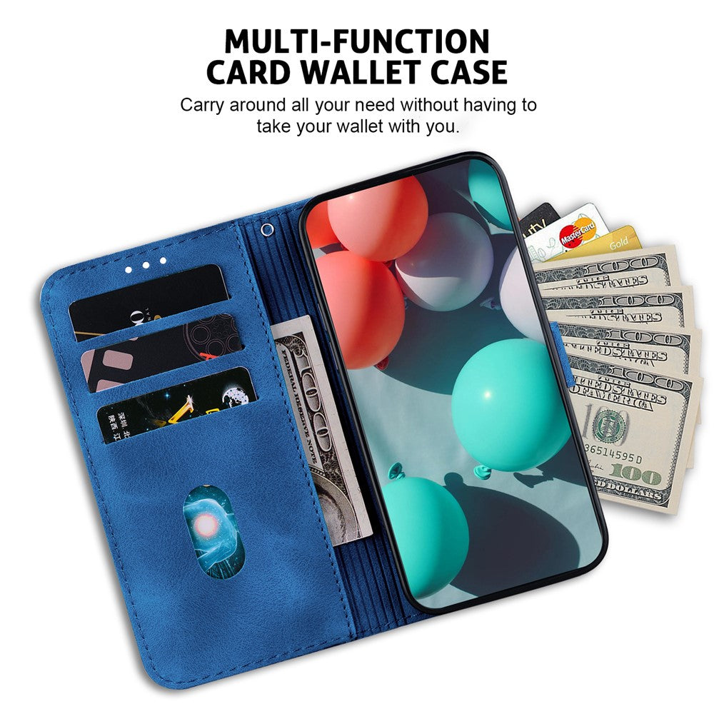 For Xiaomi Poco M8 Pro 5G / Redmi Note 15 Pro+ 5G (Global) Stand Case 7-Shaped Pattern Imprint Leather Phone Cover with Strap - Dark Blue