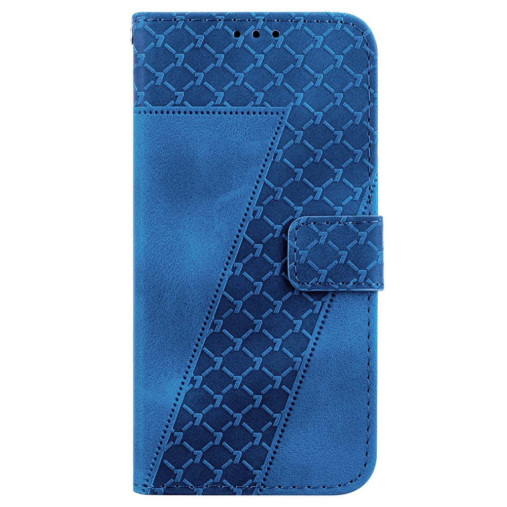 For Xiaomi Poco M8 Pro 5G / Redmi Note 15 Pro+ 5G (Global) Stand Case 7-Shaped Pattern Imprint Leather Phone Cover with Strap - Dark Blue