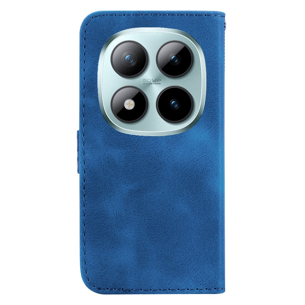 For Xiaomi Poco M8 Pro 5G / Redmi Note 15 Pro+ 5G (Global) Stand Case 7-Shaped Pattern Imprint Leather Phone Cover with Strap - Dark Blue