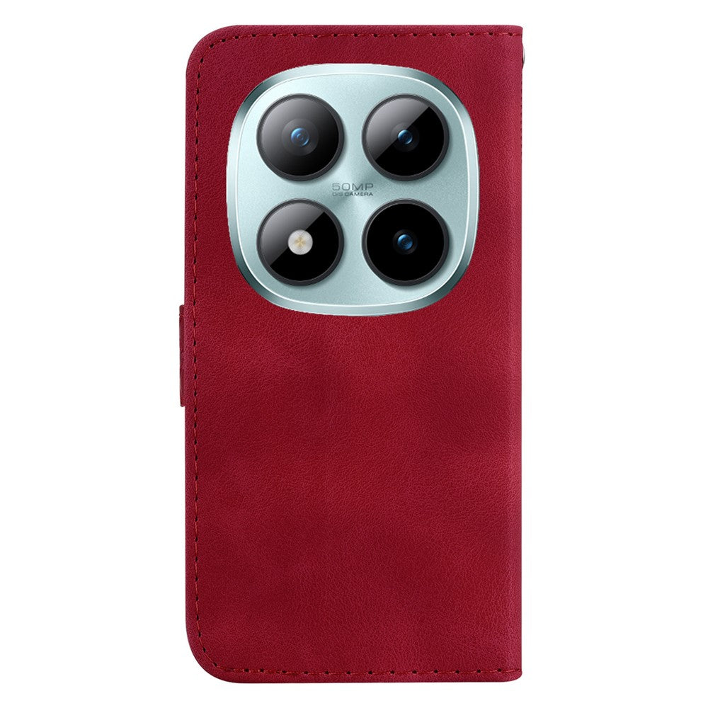 For Xiaomi Poco M8 Pro 5G / Redmi Note 15 Pro+ 5G (Global) Stand Case 7-Shaped Pattern Imprint Leather Phone Cover with Strap - Red