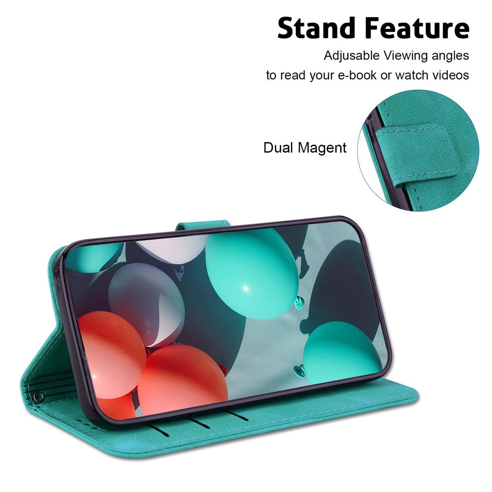 For Xiaomi Poco M8 Pro 5G / Redmi Note 15 Pro+ 5G (Global) Stand Case 7-Shaped Pattern Imprint Leather Phone Cover with Strap - Green