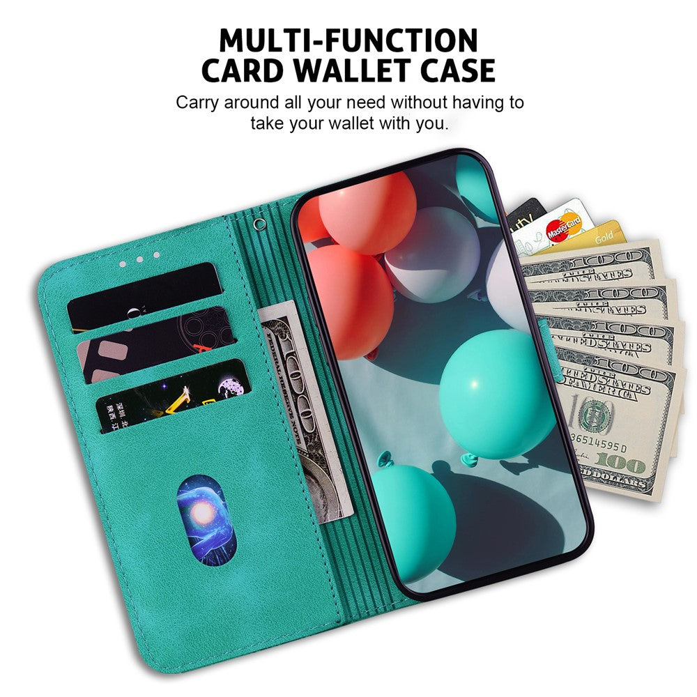 For Xiaomi Poco M8 Pro 5G / Redmi Note 15 Pro+ 5G (Global) Stand Case 7-Shaped Pattern Imprint Leather Phone Cover with Strap - Green