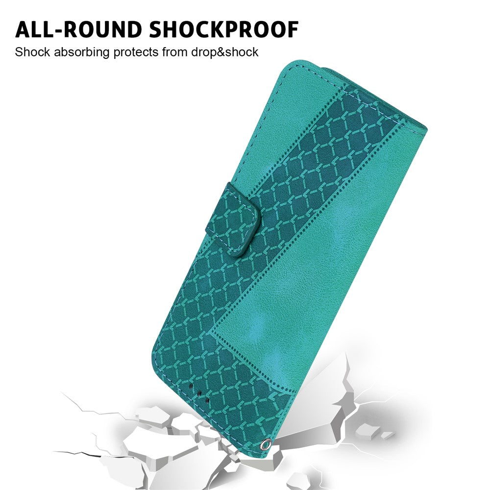 For Xiaomi Poco M8 Pro 5G / Redmi Note 15 Pro+ 5G (Global) Stand Case 7-Shaped Pattern Imprint Leather Phone Cover with Strap - Green