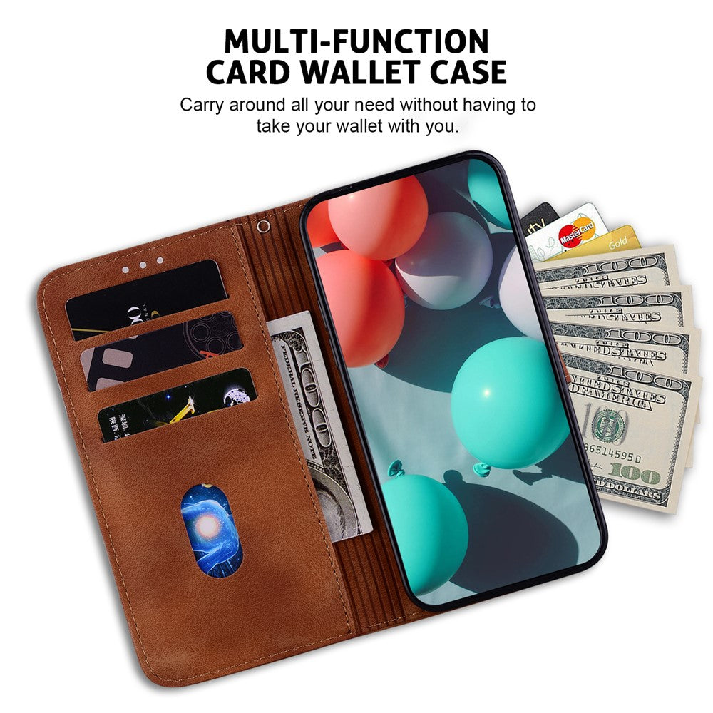 For Xiaomi Poco M8 Pro 5G / Redmi Note 15 Pro+ 5G (Global) Stand Case 7-Shaped Pattern Imprint Leather Phone Cover with Strap - Brown