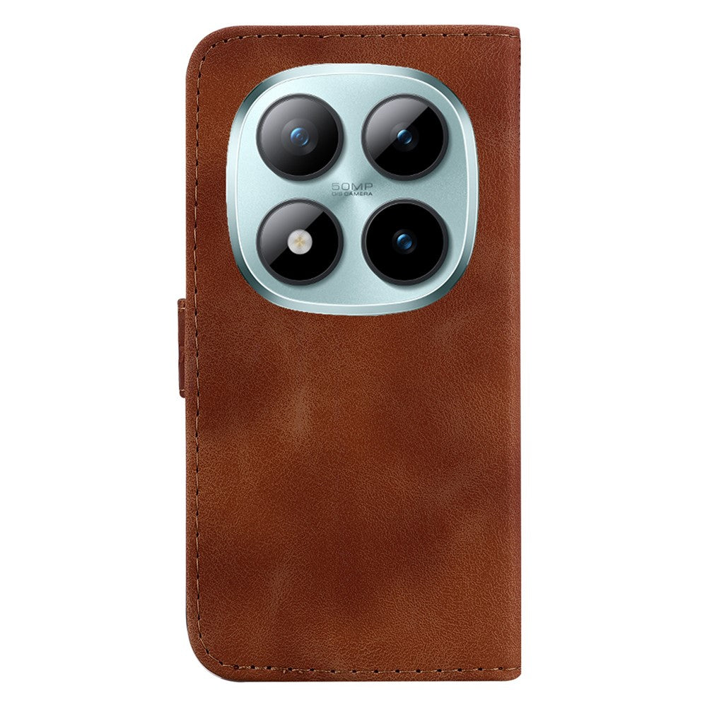 For Xiaomi Poco M8 Pro 5G / Redmi Note 15 Pro+ 5G (Global) Stand Case 7-Shaped Pattern Imprint Leather Phone Cover with Strap - Brown