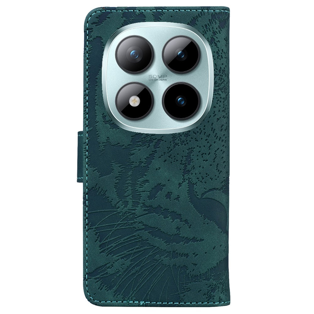 For Xiaomi Poco M8 Pro 5G / Redmi Note 15 Pro+ 5G (Global) Case Tiger Imprint Leather Wallet Phone Cover - Green
