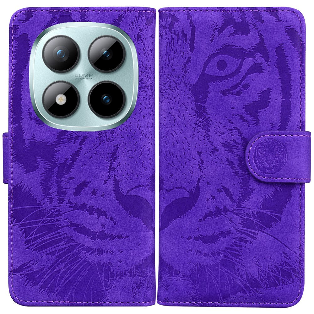 For Xiaomi Poco M8 Pro 5G / Redmi Note 15 Pro+ 5G (Global) Case Tiger Imprint Leather Wallet Phone Cover - Purple
