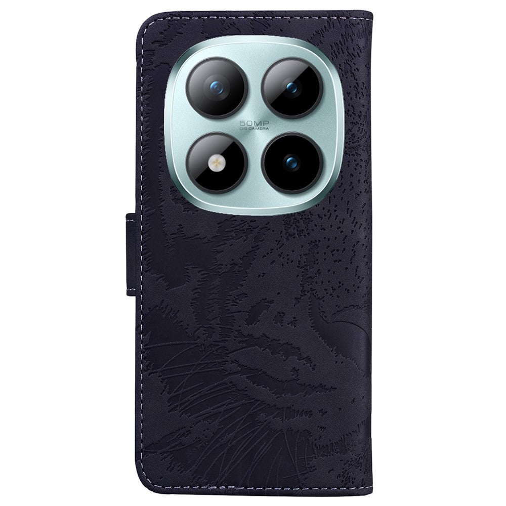 For Xiaomi Poco M8 Pro 5G / Redmi Note 15 Pro+ 5G (Global) Case Tiger Imprint Leather Wallet Phone Cover - Black