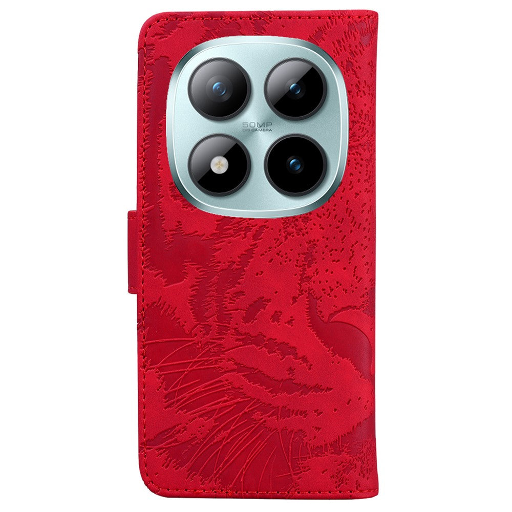 For Xiaomi Poco M8 Pro 5G / Redmi Note 15 Pro+ 5G (Global) Case Tiger Imprint Leather Wallet Phone Cover - Red