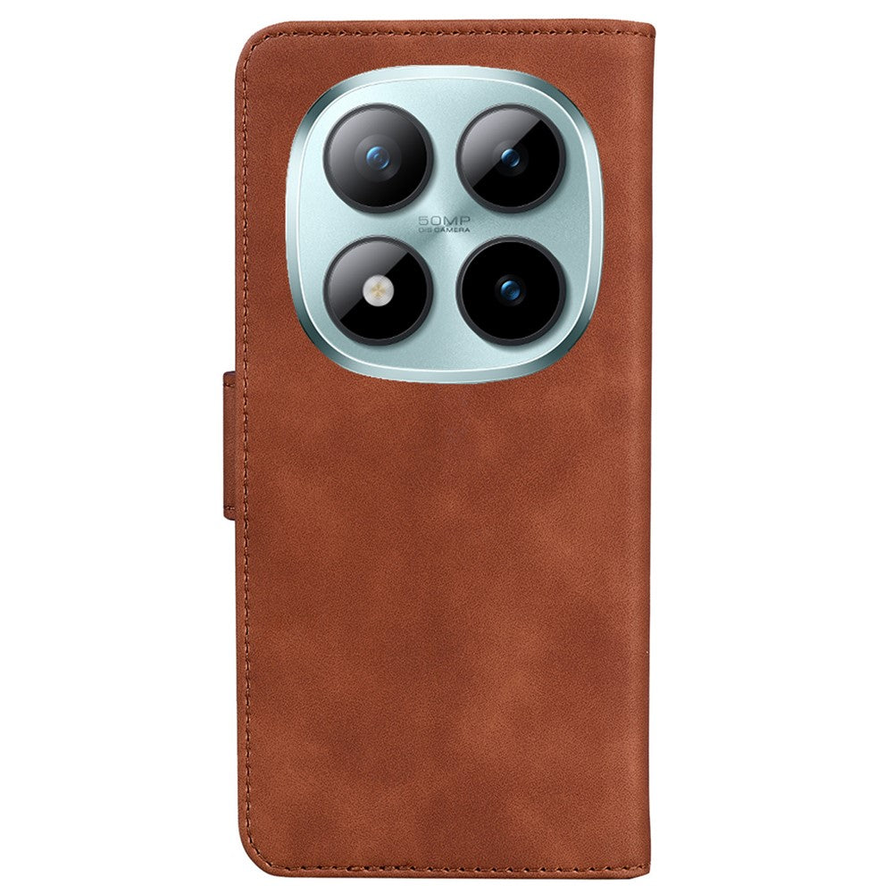 For Xiaomi Poco M8 Pro 5G / Redmi Note 15 Pro+ 5G (Global) Case Solid Color Leather Wallet Phone Cover - Brown
