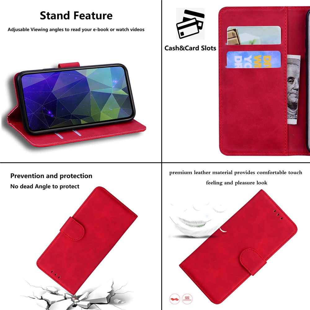 For Xiaomi Poco M8 Pro 5G / Redmi Note 15 Pro+ 5G (Global) Case Solid Color Leather Wallet Phone Cover - Red