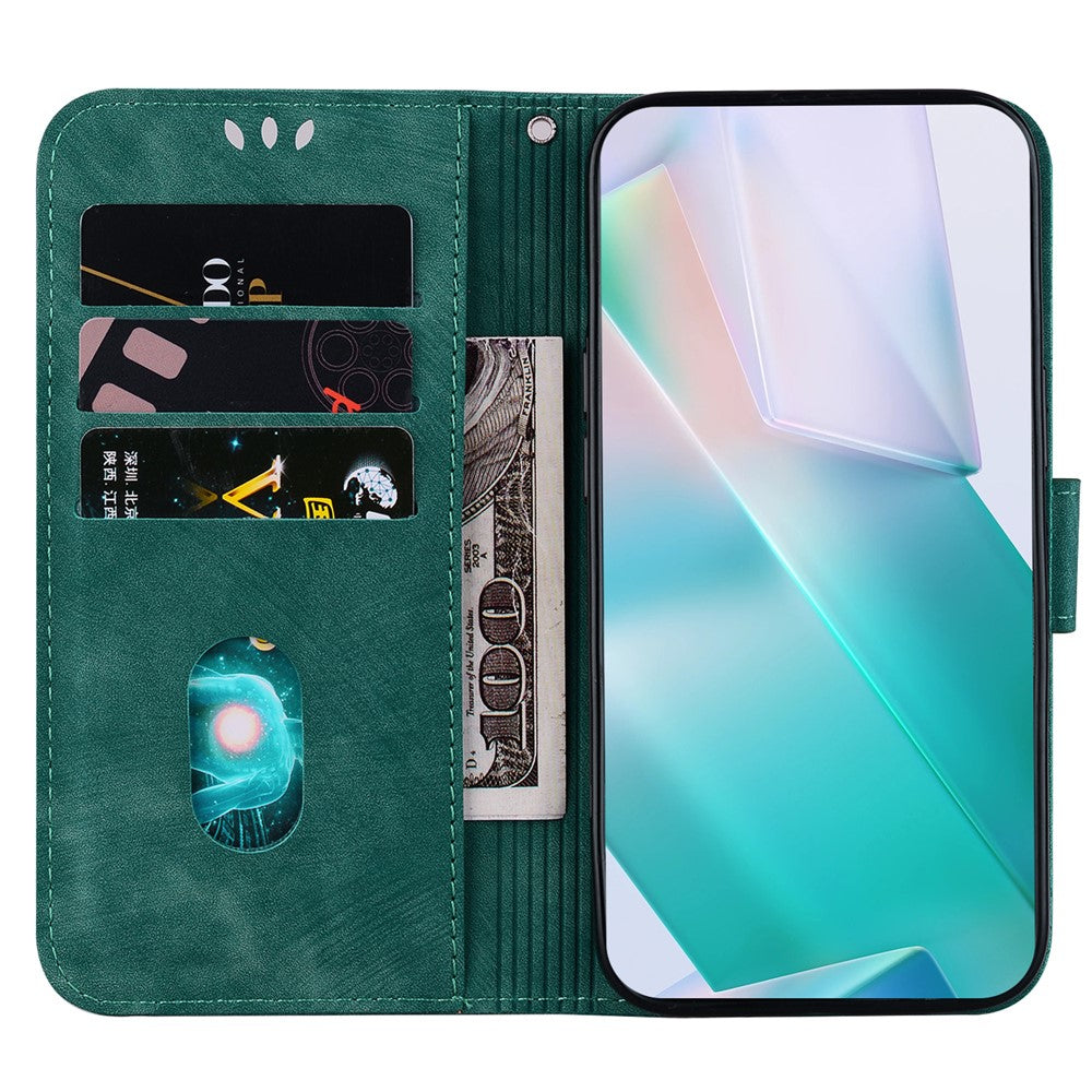 For Xiaomi Poco M8 Pro 5G / Redmi Note 15 Pro+ 5G (Global) Wallet Case Tiger Imprint Leather Shockproof Phone Cover with Wrist Strap - Green