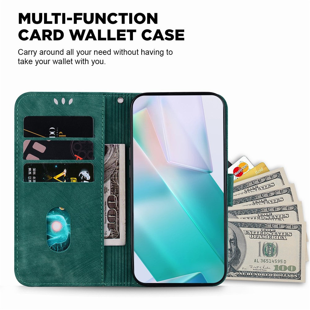 For Xiaomi Poco M8 Pro 5G / Redmi Note 15 Pro+ 5G (Global) Wallet Case Tiger Imprint Leather Shockproof Phone Cover with Wrist Strap - Green