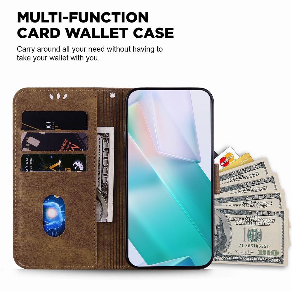For Xiaomi Poco M8 Pro 5G / Redmi Note 15 Pro+ 5G (Global) Wallet Case Tiger Imprint Leather Shockproof Phone Cover with Wrist Strap - Brown