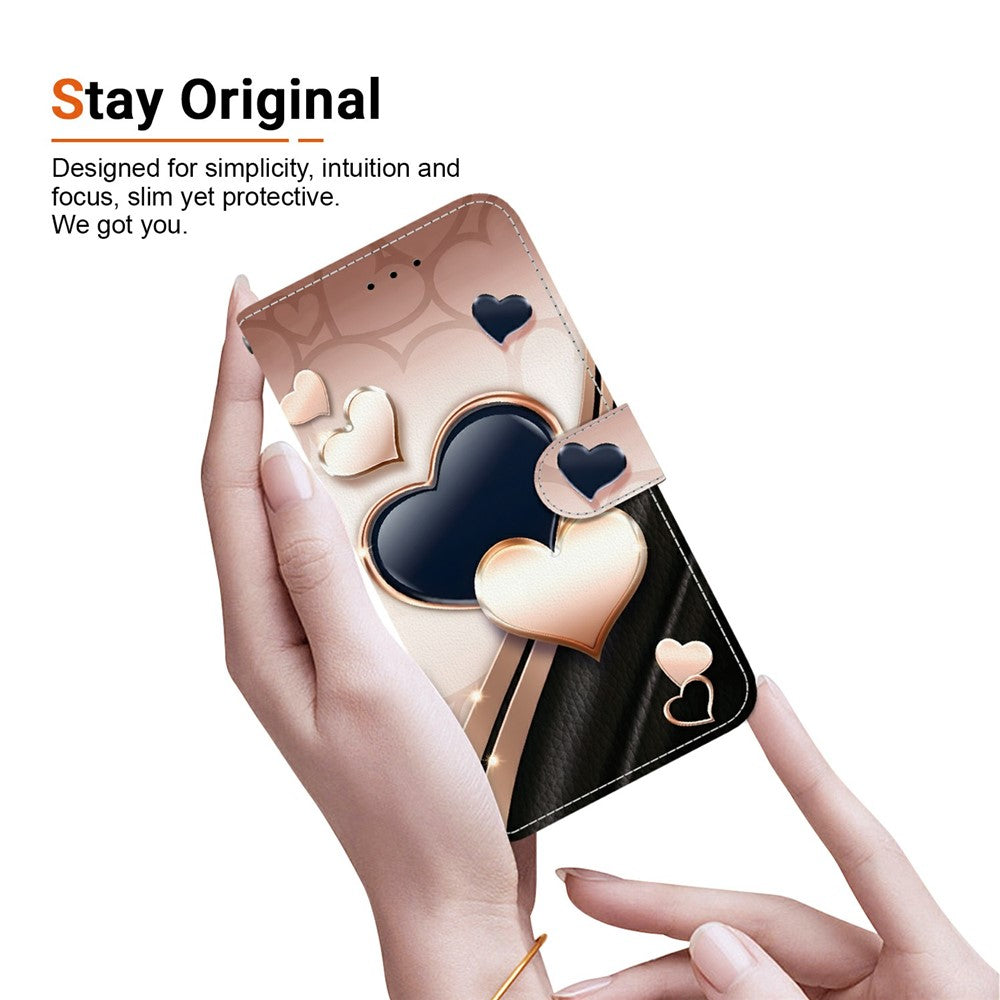 For Xiaomi Poco M8 Pro 5G / Redmi Note 15 Pro+ 5G (Global) Leather Case Stand Wallet Pattern Printing Phone Cover with Wrist Strap - Love
