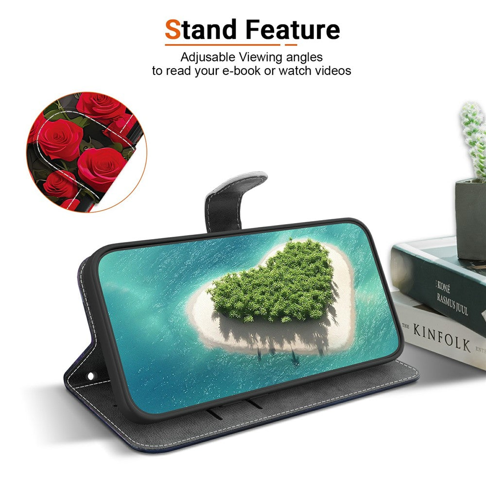 For Xiaomi Poco M8 Pro 5G / Redmi Note 15 Pro+ 5G (Global) Leather Case Stand Wallet Pattern Printing Phone Cover with Wrist Strap - Pearl Butterfly Rose