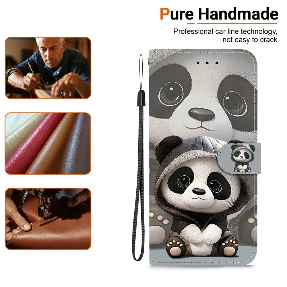 For Xiaomi Poco M8 Pro 5G / Redmi Note 15 Pro+ 5G (Global) Wallet Case Pattern Printing Leather Stand Phone Cover with Strap - Panda