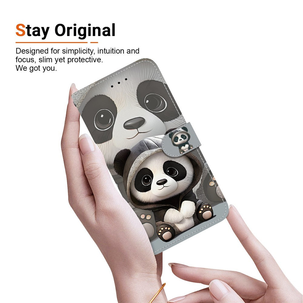 For Xiaomi Poco M8 Pro 5G / Redmi Note 15 Pro+ 5G (Global) Wallet Case Pattern Printing Leather Stand Phone Cover with Strap - Panda