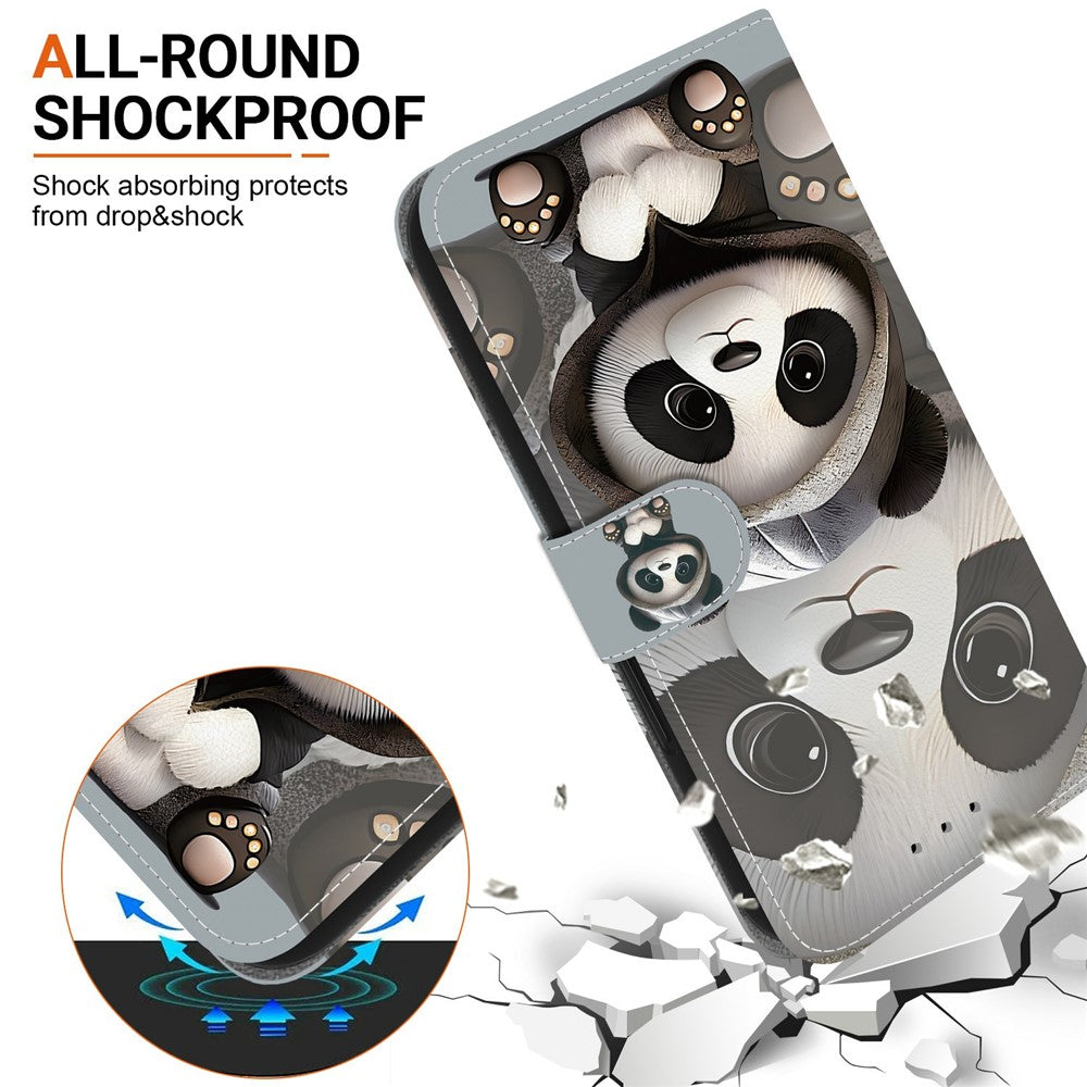 For Xiaomi Poco M8 Pro 5G / Redmi Note 15 Pro+ 5G (Global) Wallet Case Pattern Printing Leather Stand Phone Cover with Strap - Panda