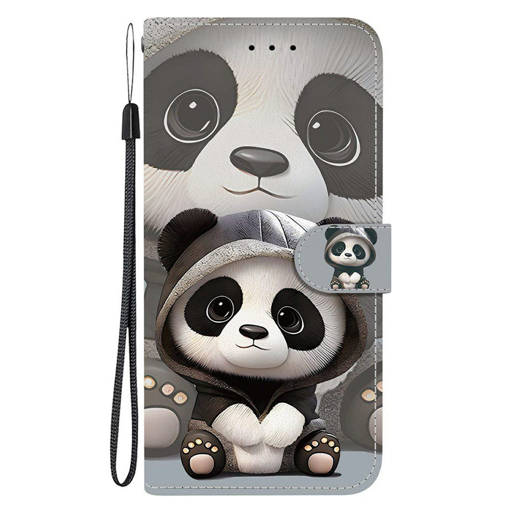 For Xiaomi Poco M8 Pro 5G / Redmi Note 15 Pro+ 5G (Global) Wallet Case Pattern Printing Leather Stand Phone Cover with Strap - Panda