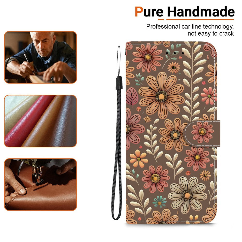For Xiaomi Poco M8 Pro 5G / Redmi Note 15 Pro+ 5G (Global) Wallet Case Pattern Printing Leather Stand Phone Cover with Strap - Blossom