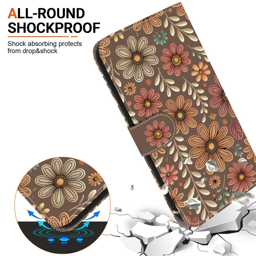 For Xiaomi Poco M8 Pro 5G / Redmi Note 15 Pro+ 5G (Global) Wallet Case Pattern Printing Leather Stand Phone Cover with Strap - Blossom