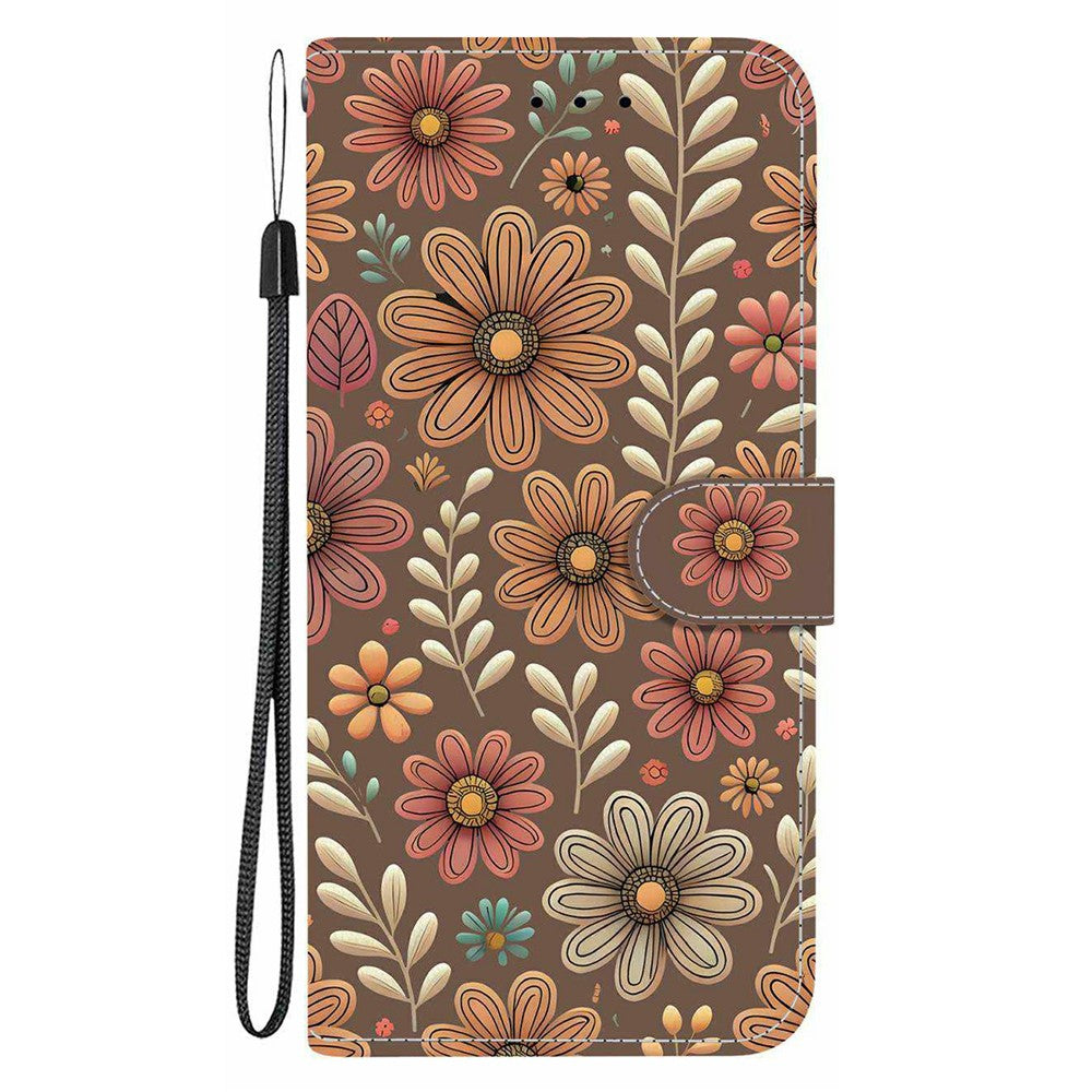 For Xiaomi Poco M8 Pro 5G / Redmi Note 15 Pro+ 5G (Global) Wallet Case Pattern Printing Leather Stand Phone Cover with Strap - Blossom