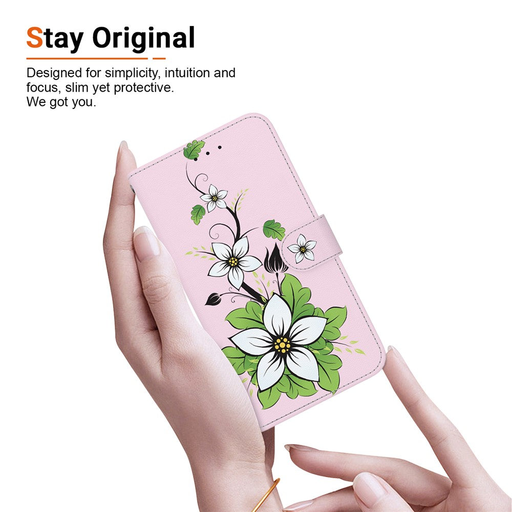For-Samsung-Galaxy-S26-/-S26-Pro-Wallet-Phone-Case-Anti-Drop-Pattern-Printing-Leather-Flip-Cover-with-Strap-Lily