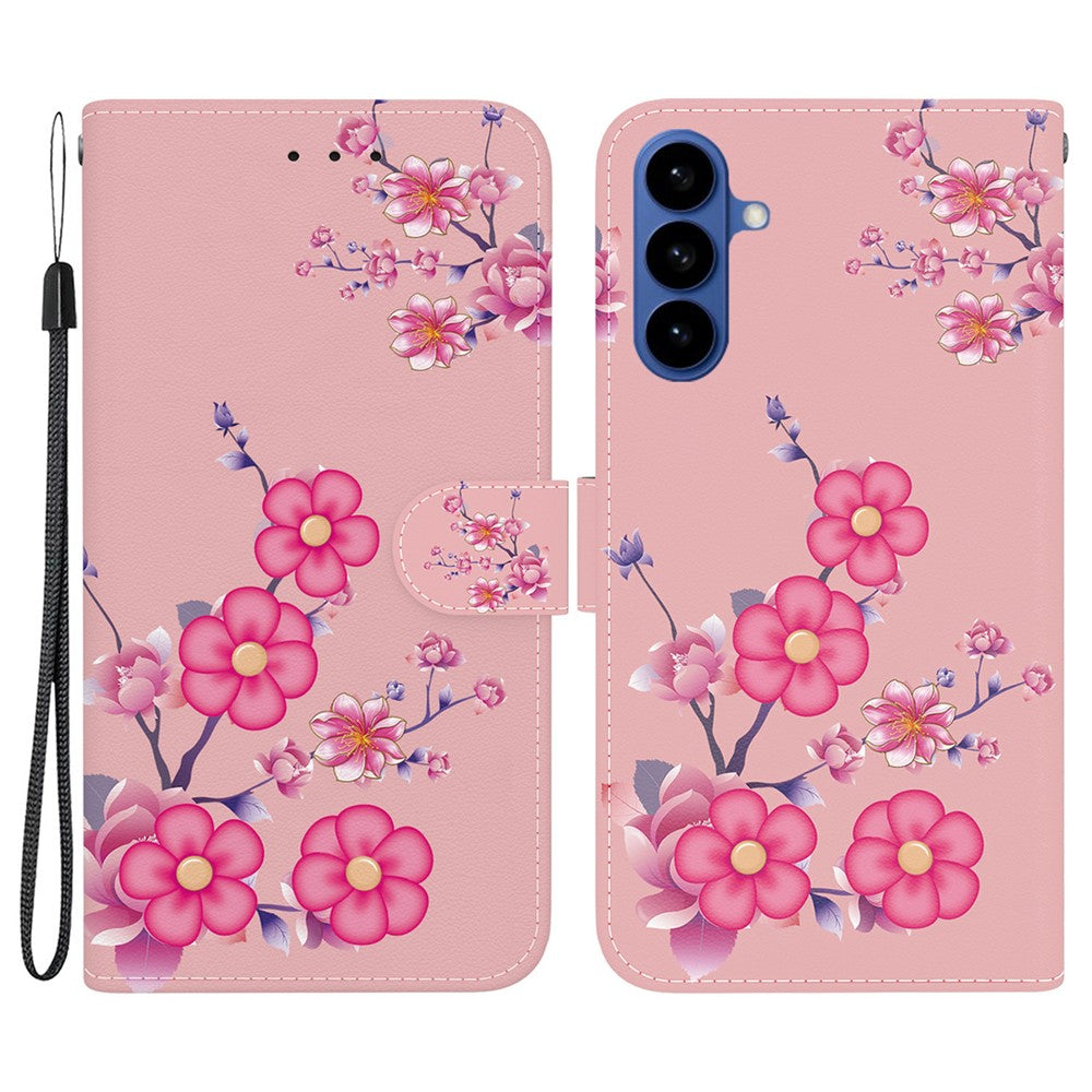 For-Samsung-Galaxy-S26-/-S26-Pro-Wallet-Phone-Case-Anti-Drop-Pattern-Printing-Leather-Flip-Cover-with-Strap-Sakura