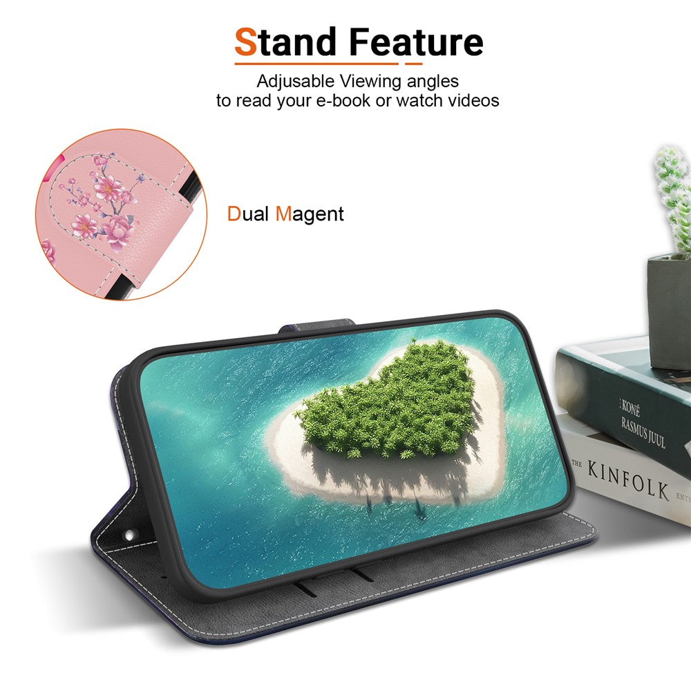 For-Samsung-Galaxy-S26-/-S26-Pro-Wallet-Phone-Case-Anti-Drop-Pattern-Printing-Leather-Flip-Cover-with-Strap-Sakura