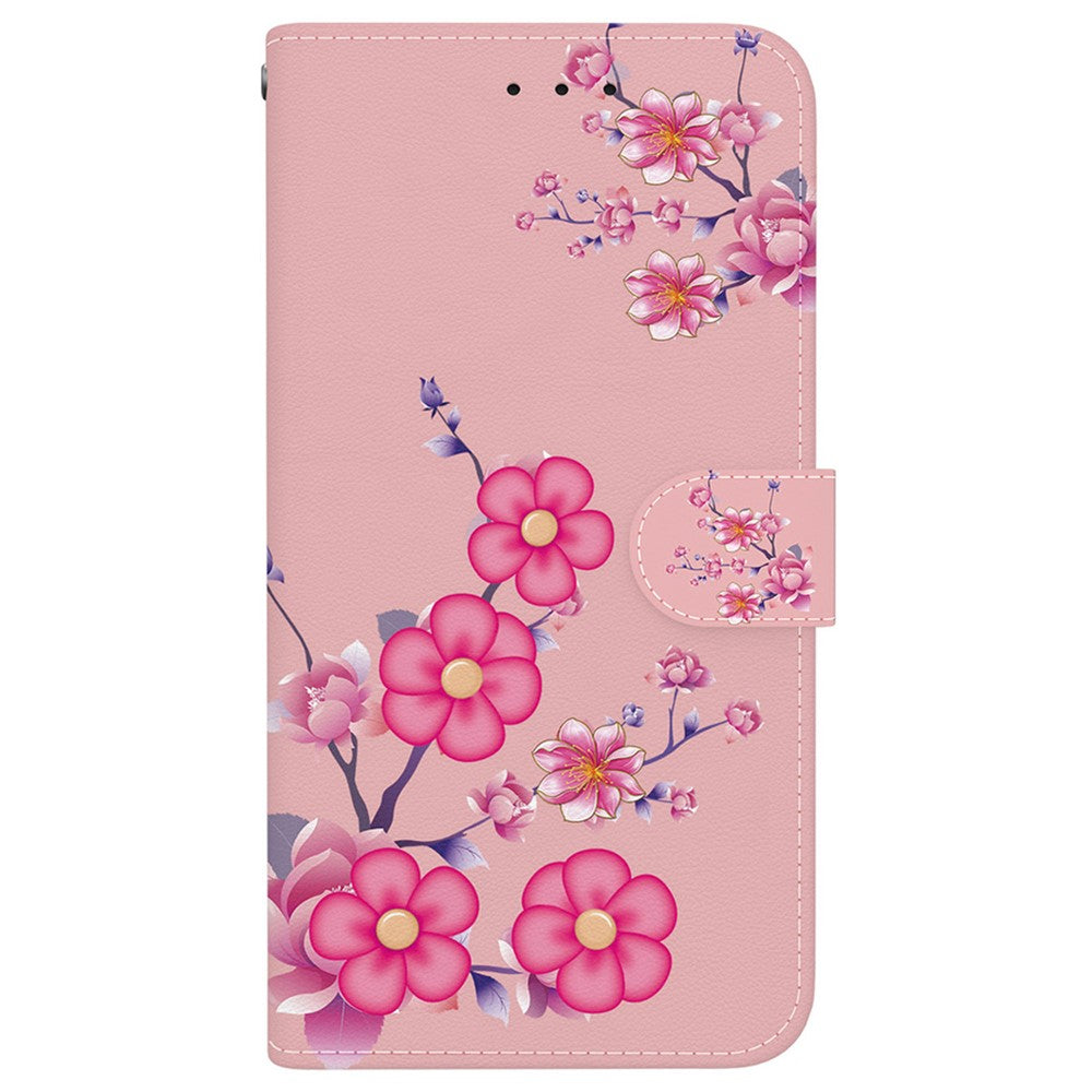 For-Samsung-Galaxy-S26-/-S26-Pro-Wallet-Phone-Case-Anti-Drop-Pattern-Printing-Leather-Flip-Cover-with-Strap-Sakura