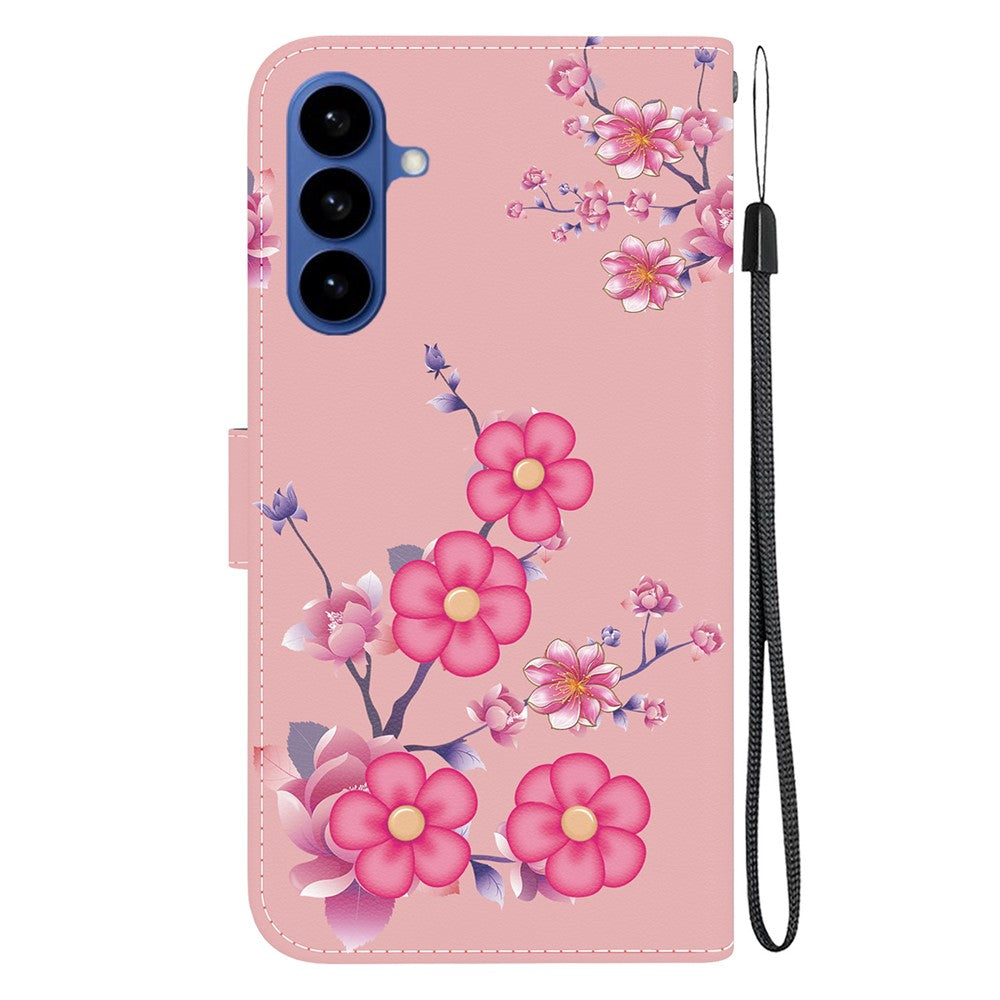For-Samsung-Galaxy-S26-/-S26-Pro-Wallet-Phone-Case-Anti-Drop-Pattern-Printing-Leather-Flip-Cover-with-Strap-Sakura